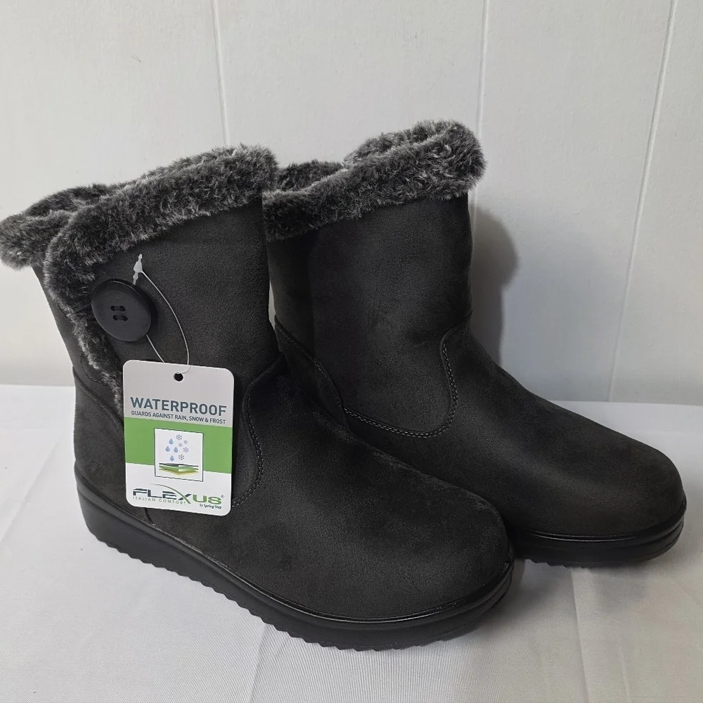 Flexus By Spring Step Istra Waterproof Dark Gray Winter Boots Womens Size 6